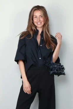 Academia Blouse - Lara - Blue Plain