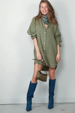 Academia Blouse - Caterina linen- Groen