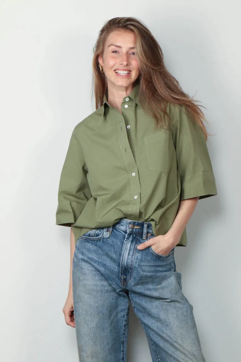 Academia Blouse - Lara - green plain