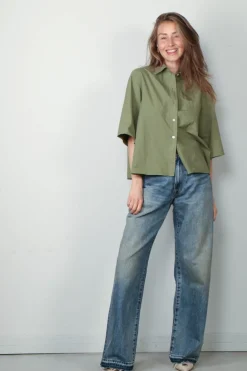 Academia Blouse - Lara - green plain