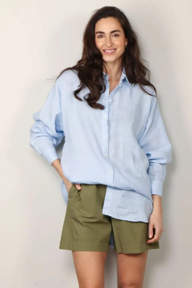 Academia Blouse - Caterina linen- Lichtblauw