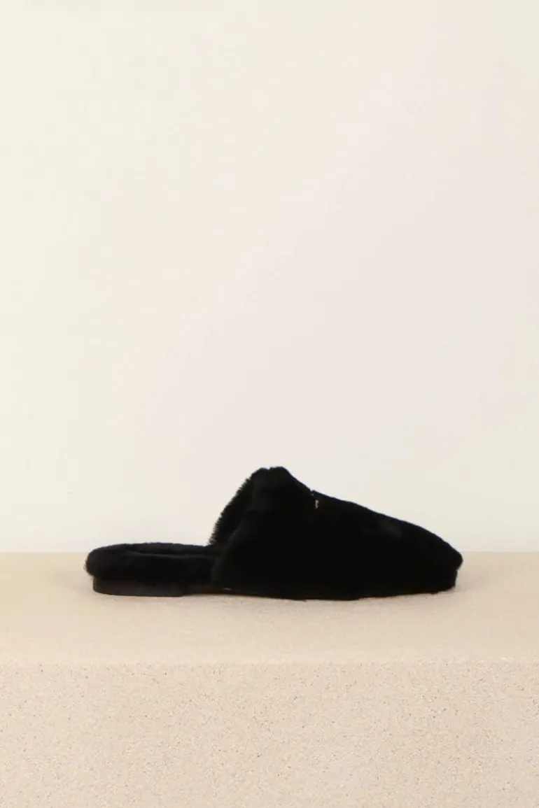 Anine Bing Pantoffel - shearling - Black