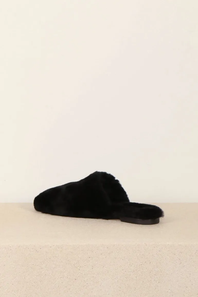 Anine Bing Pantoffel - shearling - Black