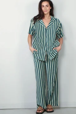 Bongusta Broek - Naram Pants - Sea Foam & Deep Teal