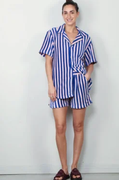Bongusta Blouse - Naram Shirt - Dazzling Blue & Rose