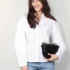 Closed Blouse - Pleated Sleeve Shirt - White