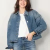 Closed Blouse - C94366 - 18R-3W - Mid blue