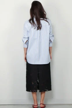 Closed Blouse - Oversize Shirt - Cornflower Blue