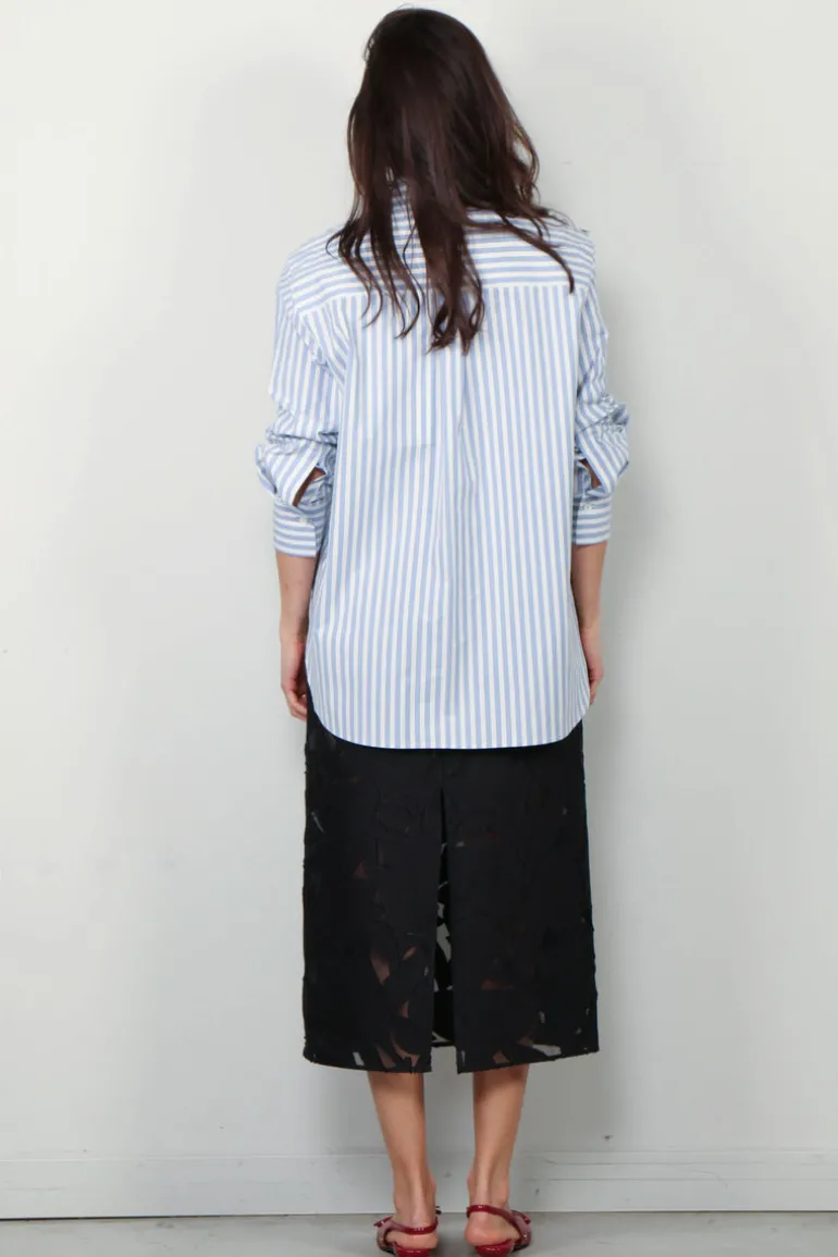 Closed Blouse - Oversize Shirt - Cornflower Blue
