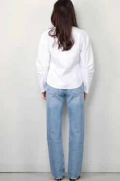 Closed Blouse - Pleated Sleeve Shirt - White