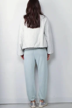 Closed Bomber - Cropped Gathered - Light Grey