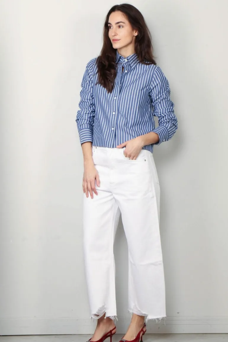 Closed Blouse - Cropped Classic Shirt - Graphite blue