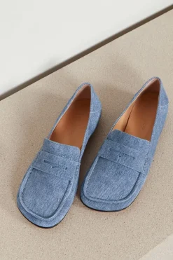 Dear Frances Loafers - Drew Loafer W/ Penny Strap - Blue Denim