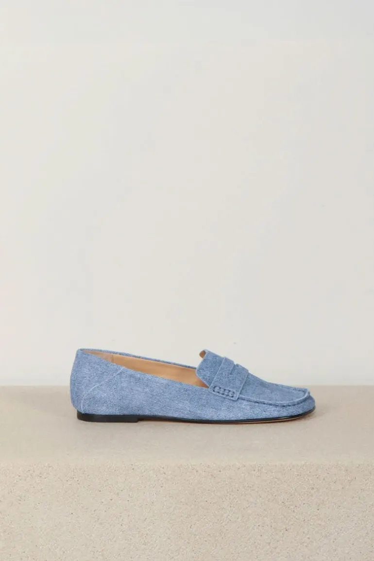 Dear Frances Loafers - Drew Loafer W/ Penny Strap - Blue Denim