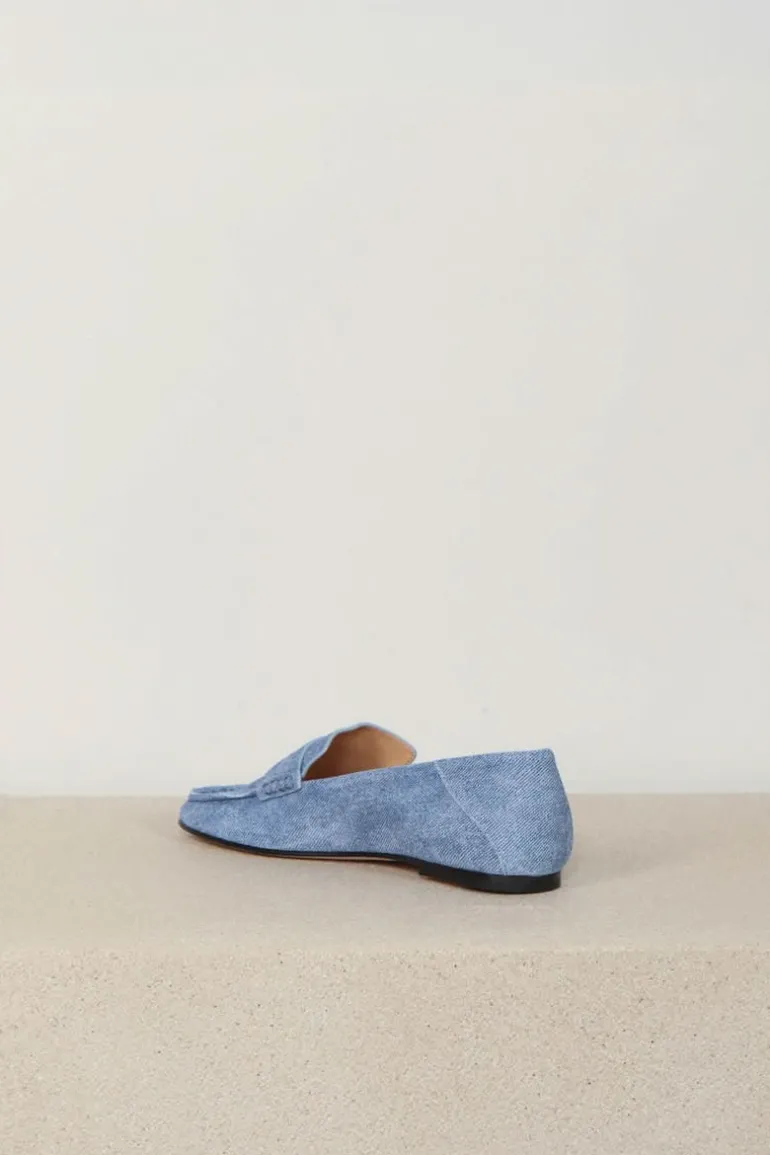 Dear Frances Loafers - Drew Loafer W/ Penny Strap - Blue Denim