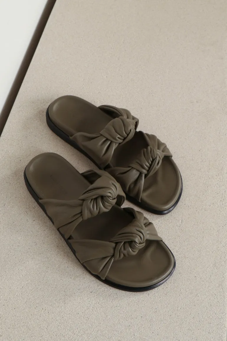 Dear Frances, Slippers Tye - Leather - Khaki
