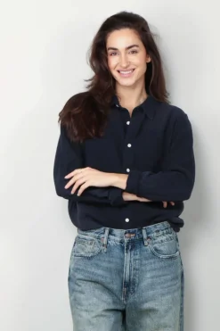 Denimist Blouse - Boyfriend - Navy Gauze
