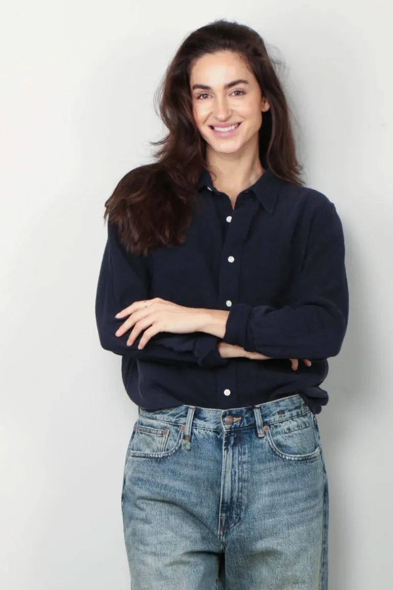 Denimist Blouse - Boyfriend - Navy Gauze