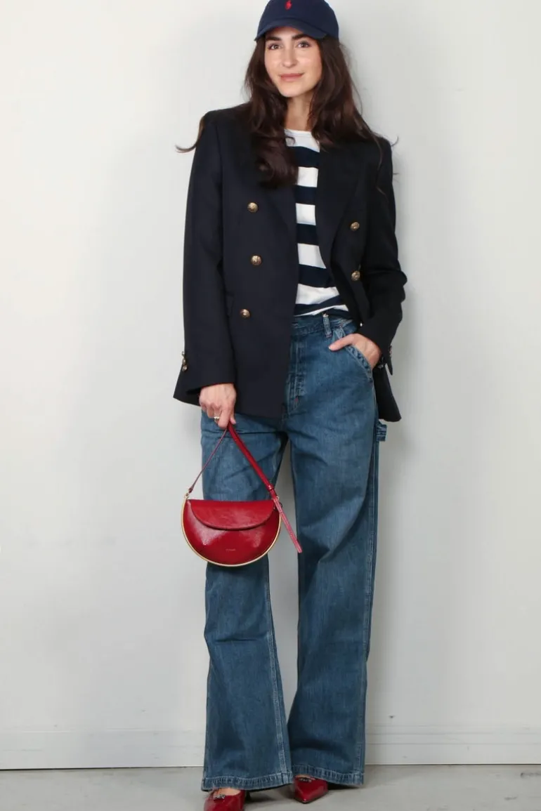 Denimist T-Shirt - Long - Sleeve - Boatneck - Jumbo - Navy White Stripe