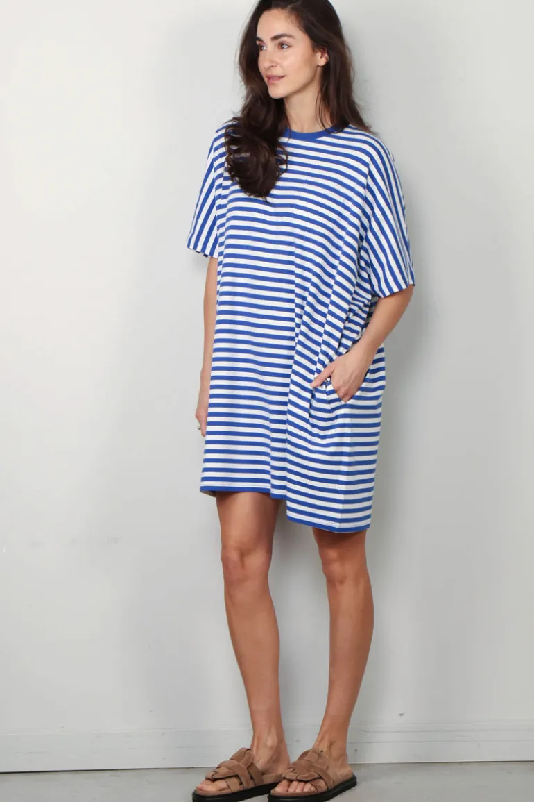 Denimist Jurk - Pocket - Tee - Navy White Stripe