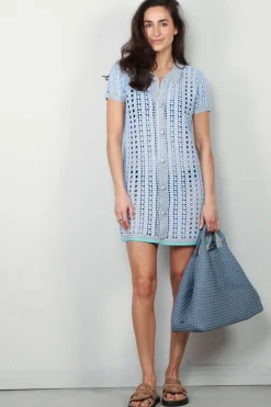 Forte_Forte Jurk - Cable Lux Handmade Crochet - Cielo