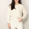 forte_forte Sweater - Essential Diagonal Cotton Roundneck Sweatshirt - Ivory