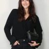 forte_forte Top - Envers Satin Long Sleeves Top - Nero