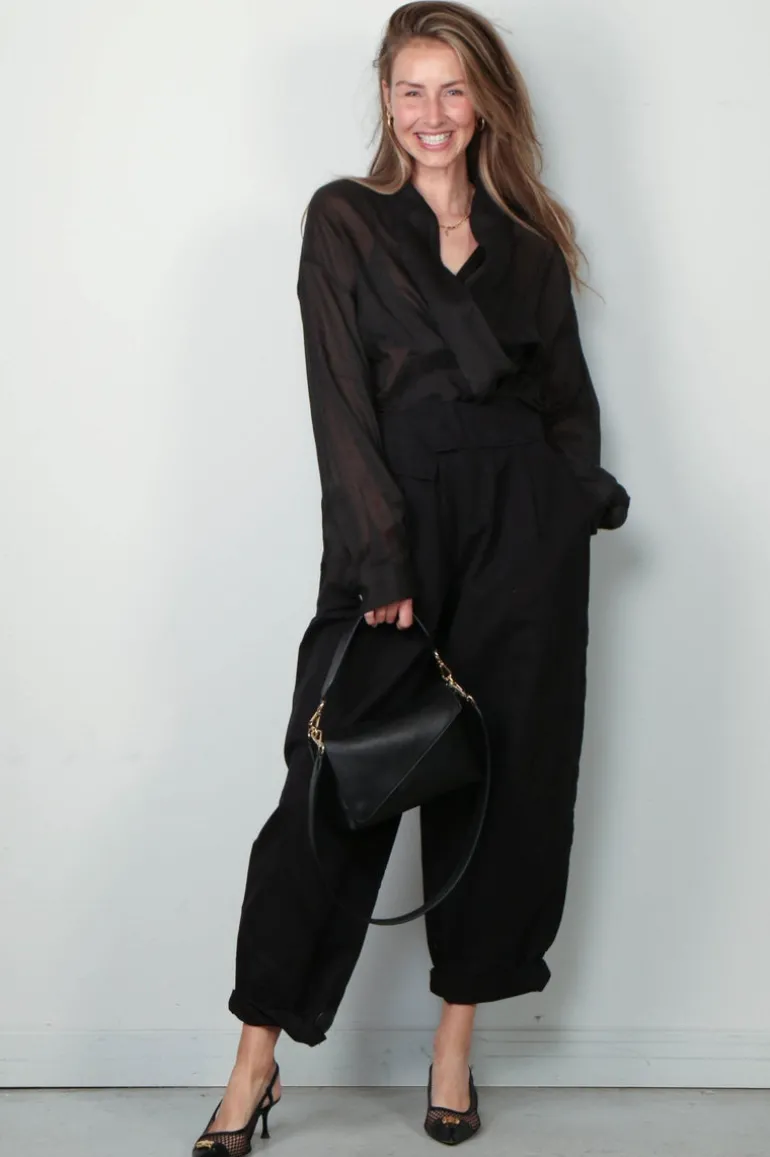 Forte_Forte Blouse - Chic Rami Muslin Crossed Shirt - Noir