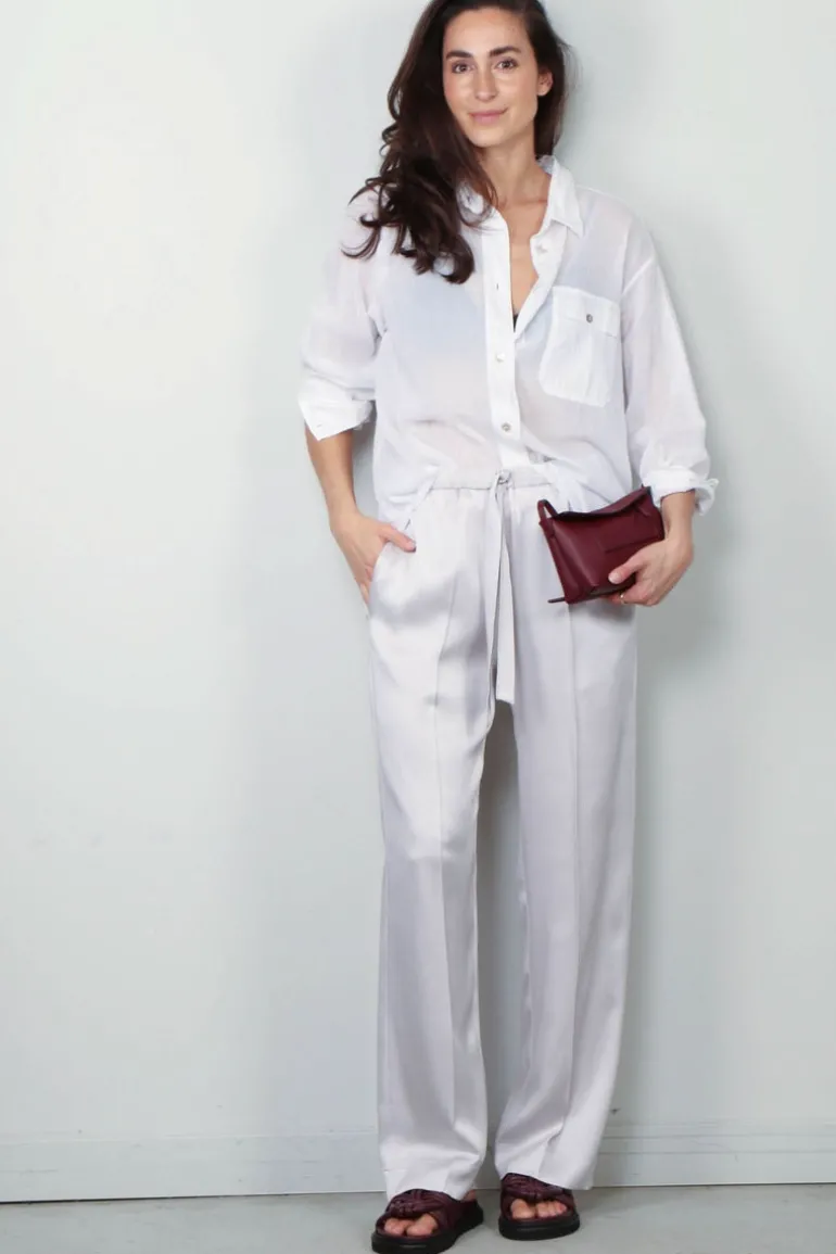 Forte_Forte Broek - Envers Satin Drawstring - Madreperla