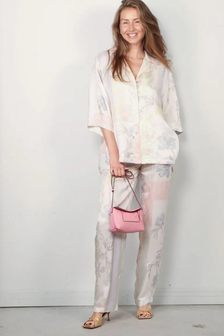 Forte_Forte Broek - The Secred Garden Print Viscose Silk Twill - Pesco