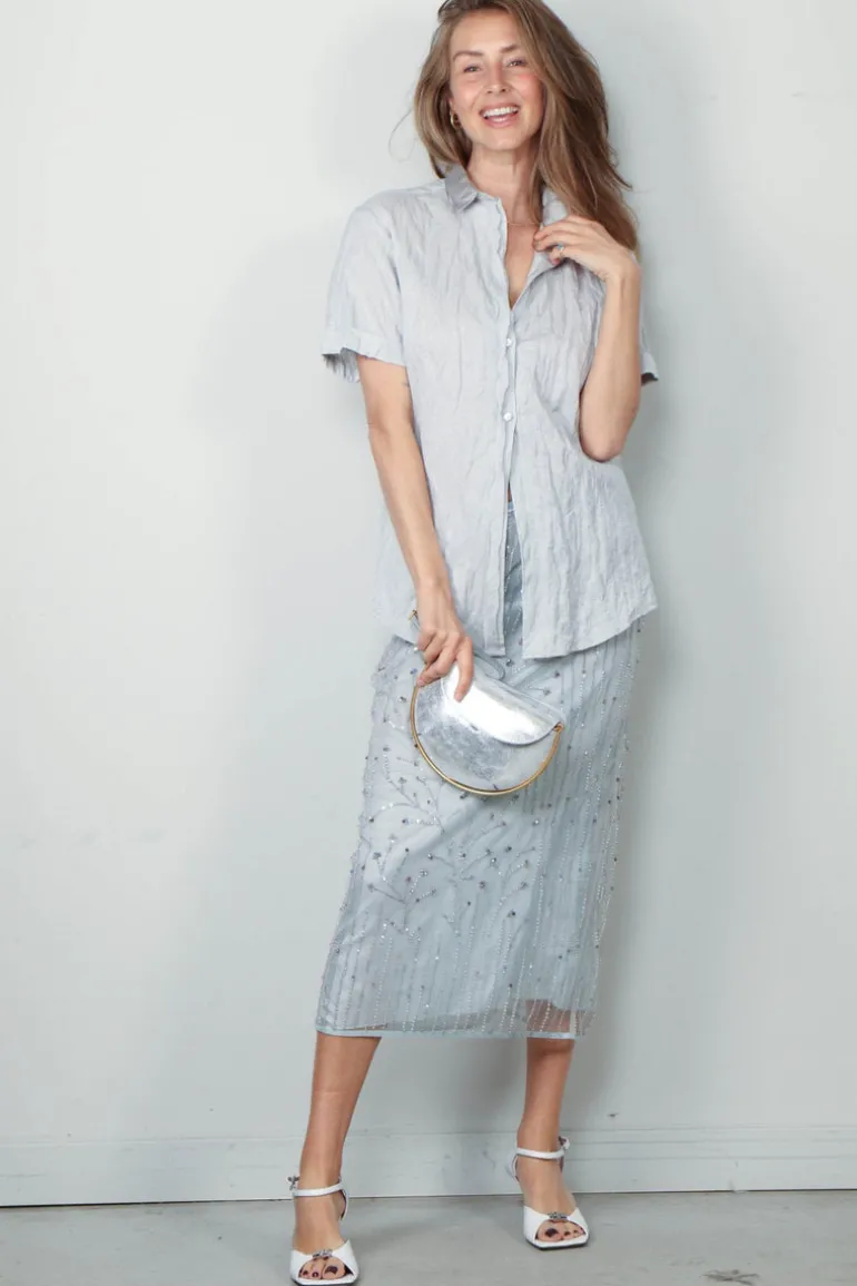 Forte_Forte Rok - Firefly Embroidery Tulle Skirt With Slip - Firefly
