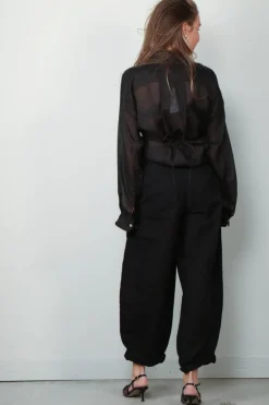 Forte_Forte Blouse - Chic Rami Muslin Crossed Shirt - Noir