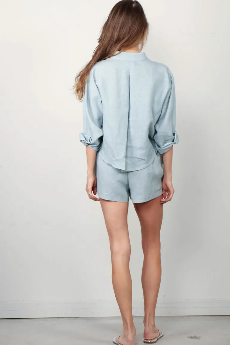 Forte_Forte Blouse - Chic Linen Shirt - Acqua