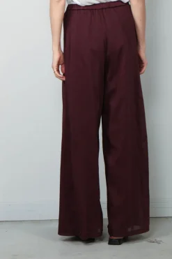 Forte_Forte Broek - co/se Voile Flared Pants Satin Details - Black Orchid