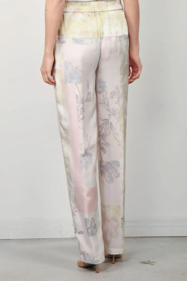 Forte_Forte Broek - The Secred Garden Print Viscose Silk Twill - Pesco