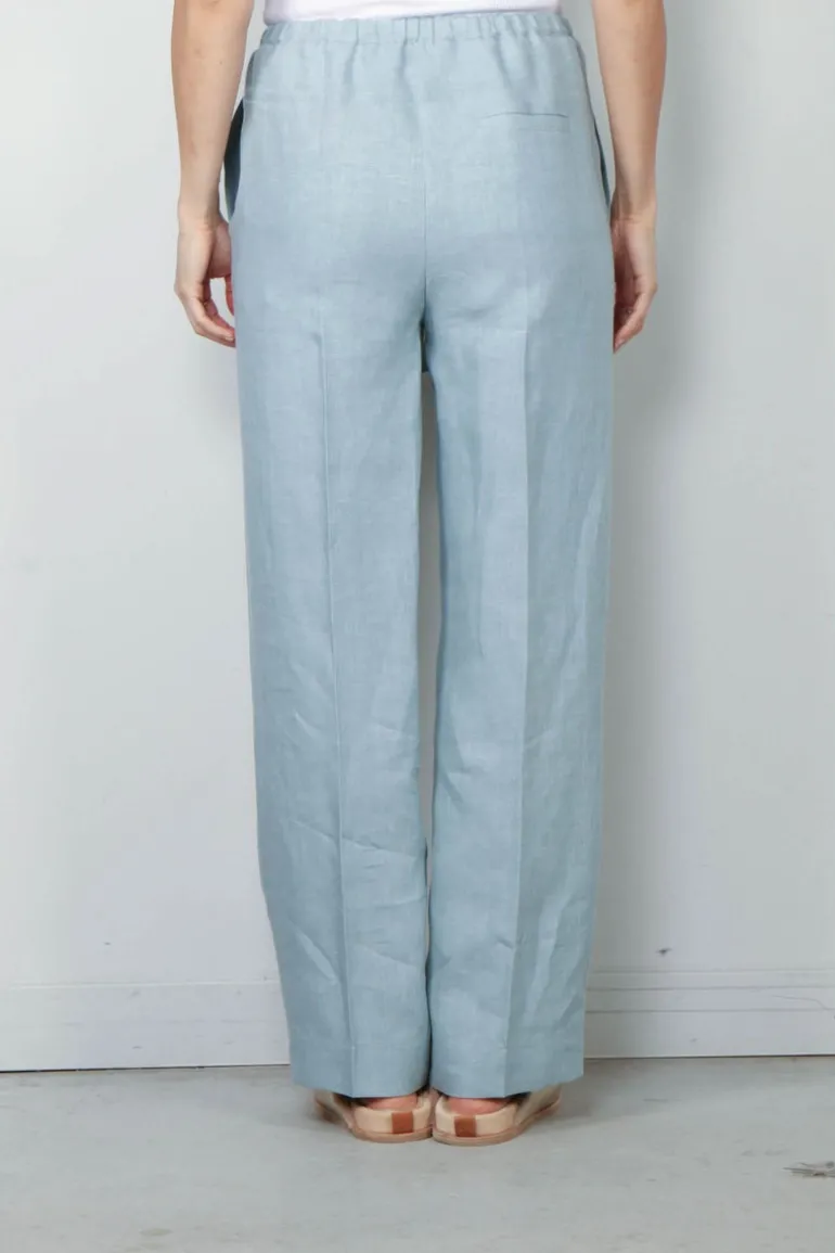 Forte_Forte Broek - Chic Linen Canvas Drawstring - Acqua