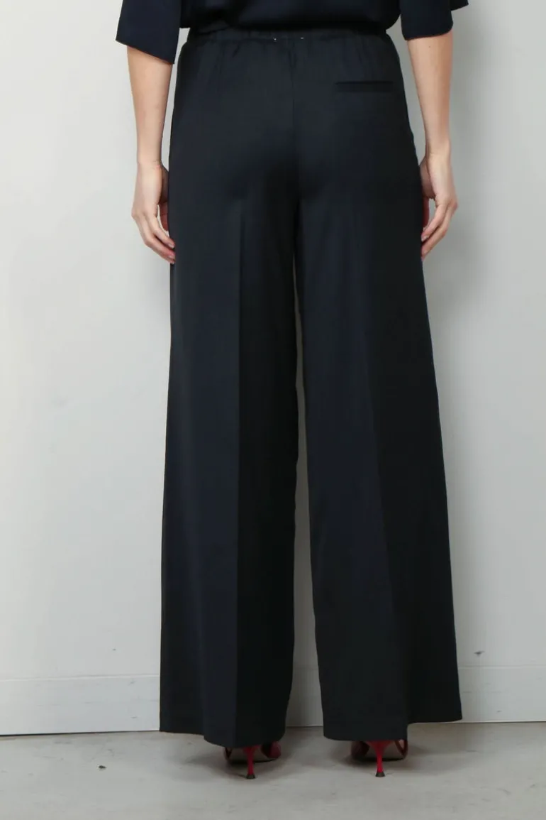 forte_forte Broek - Viscose Wool Slub Flat Front Pants - Abisso