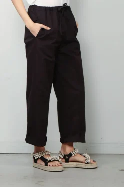 Forte_Forte Broek - Chic Cotton Linen Drawstring Pants - Noir