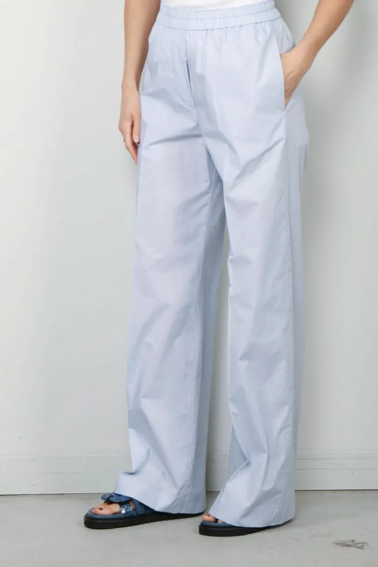 Forte_Forte Broek - BCI Cotton Popline Elasticated Straight - Rugiada