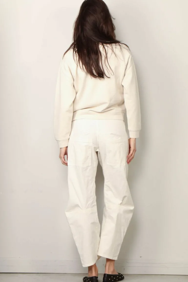 forte_forte Sweater - Essential Diagonal Cotton Roundneck Sweatshirt - Ivory