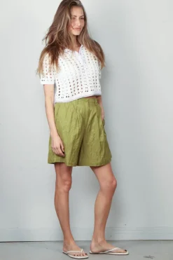 Forte_Forte Top - Cable Lux Handmade Crochet Cropped Polo - Giglio