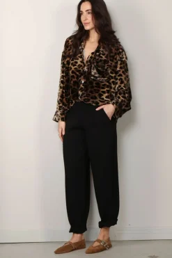 forte_forte Broek - Stretch Cady Crepe Elasticated Cargo Pants - Nero