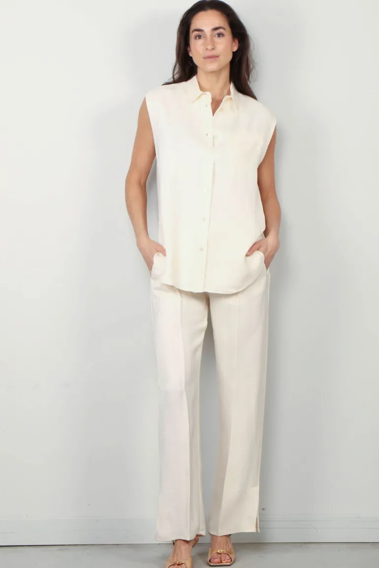 Forte_Forte Broek - Slubbed Fluid Viscose Flared - Orchidea