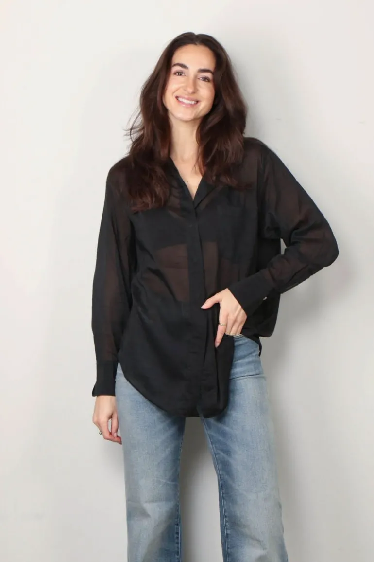 forte_forte Blouse - Essential Co/Se Voile Oversized Shirt - Nero