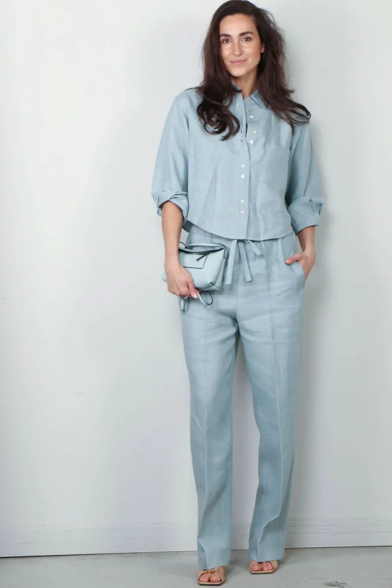 Forte_Forte Blouse - Chic Linen Shirt - Acqua