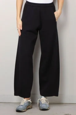 forte_forte Broek - Diagonal Cotton Fleece Twisted Pants - Abisso