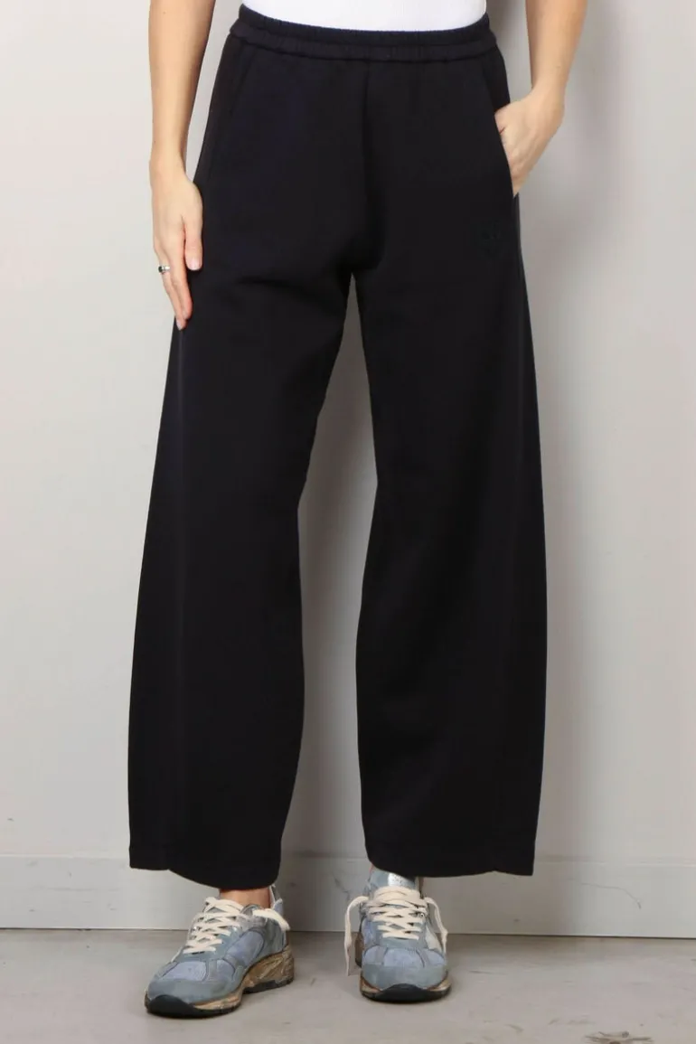 forte_forte Broek - Diagonal Cotton Fleece Twisted Pants - Abisso