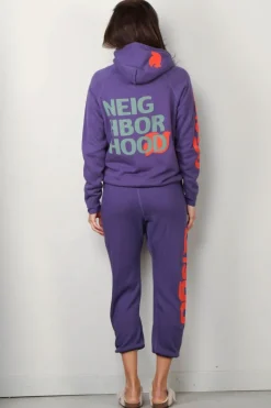 FREE CITY Hoodie - Circa '99 Neighborhood Letsgo polyblend fluff - Purlple floor