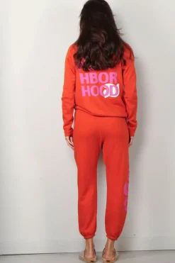 FREE CITY Hoodie - Circa '99 Neighborhood Letsgo polyblend fluff - Orange machine