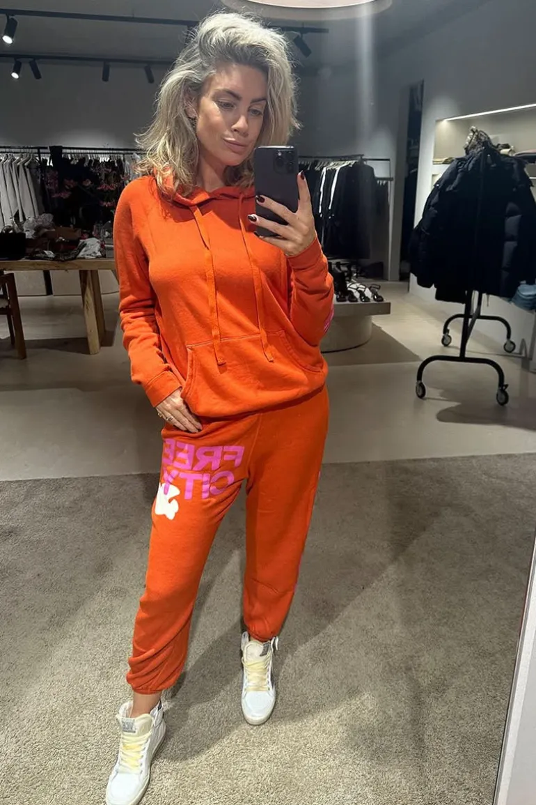 FREE CITY Hoodie - Circa '99 Neighborhood Letsgo polyblend fluff - Orange machine